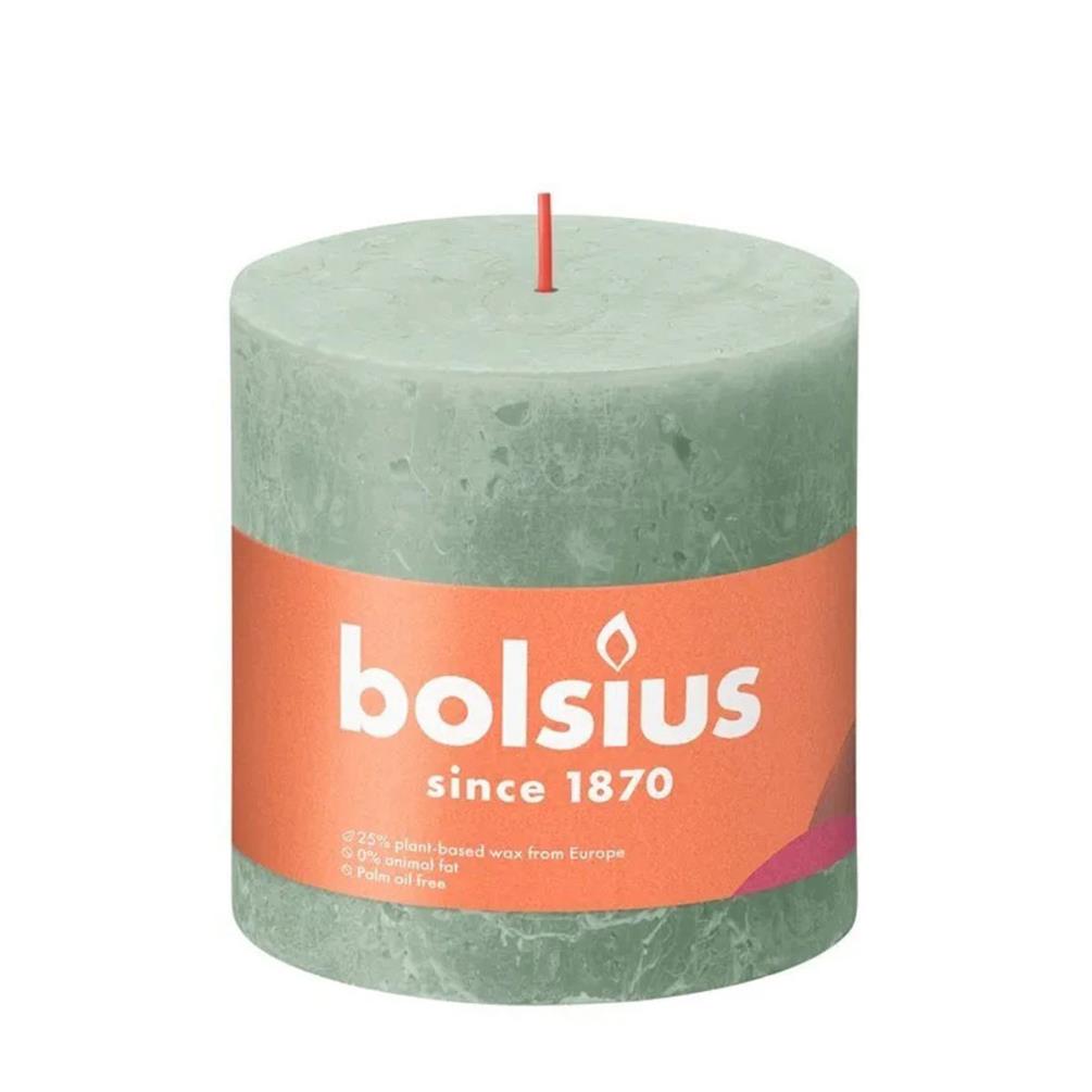 Bolsius Jade Green Rustic Shine Pillar Candle 10cm x 10cm £10.34